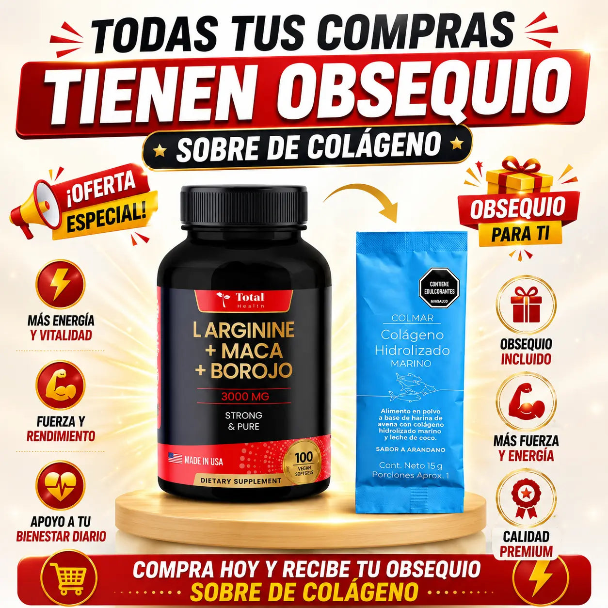 L ARGININE + MACA + BOROJO  VITALIDAD TOTAL